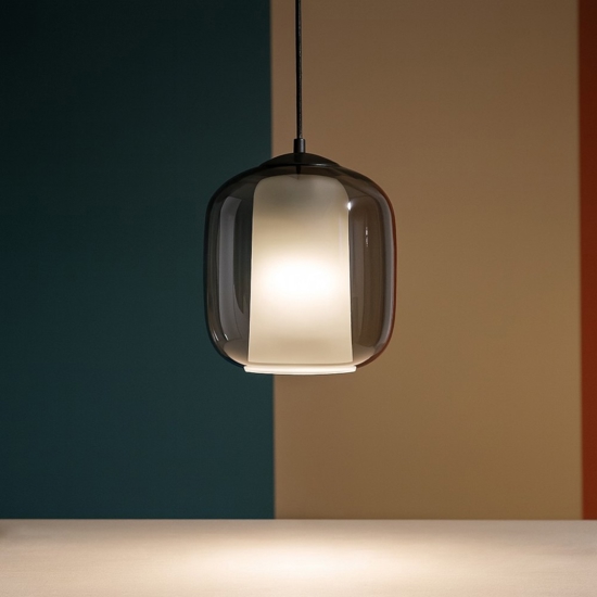 So bonnie 2 fume ondaluce lampada a sospensione vetro per bancone base nero