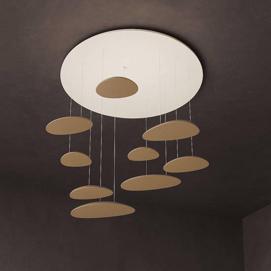 Lampadario a sospensione 10 luci colore sabbia toplight per salotto