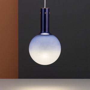 Lampada sospensione led sfera vetro blu moderna