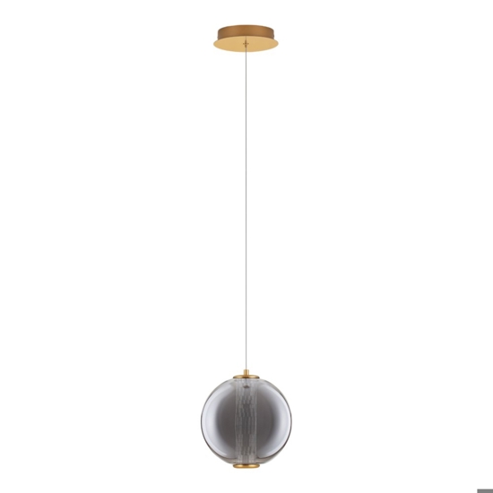 Lampada led a sospensione oro sfera vetro fume