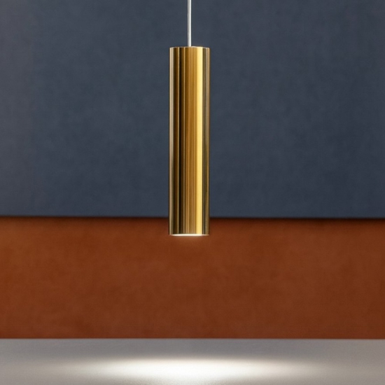 Linea light birba lampada a sospensione cilindro ottone lucido Linea light birba lampada a sospensione cilindro ottone lucido