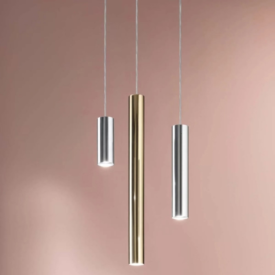 Linea light birba lampada a sospensione cilindro ottone lucido Linea light birba lampada a sospensione cilindro ottone lucido