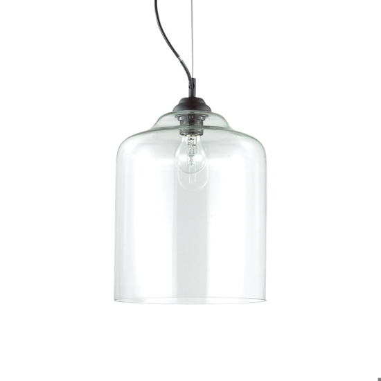 Bistro' sp1 square lampada  a sospensione vetro trasparente ideal lux