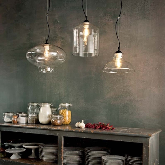 Bistro' sp1 square lampada  a sospensione vetro trasparente ideal lux