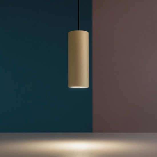 Lampada a sospensione per isola cucina cilindro colore sabbia top light