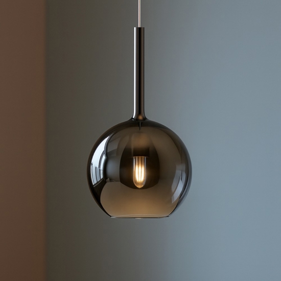 Lampada a sospensione per isola cucina sfera pendente cromo