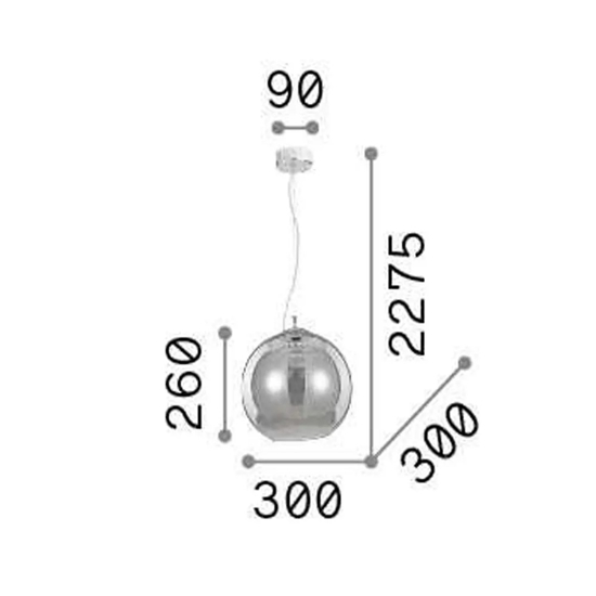 Nemo sp1 d30 lampada a sospensione per cucina boccia sfera 30cm vetro sfumato ideal lux