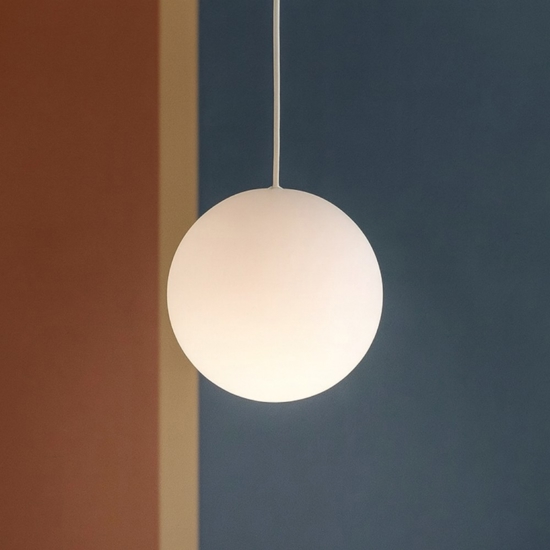 Lampada a sospensione ip65 sfera bianca 28 cm linea light oh! per bagno