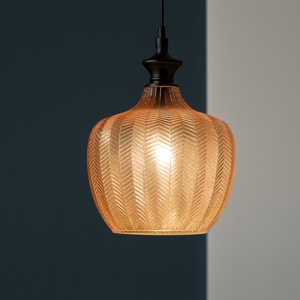 Lord sp1 ideal lux lampada a sospensione vetro ambra