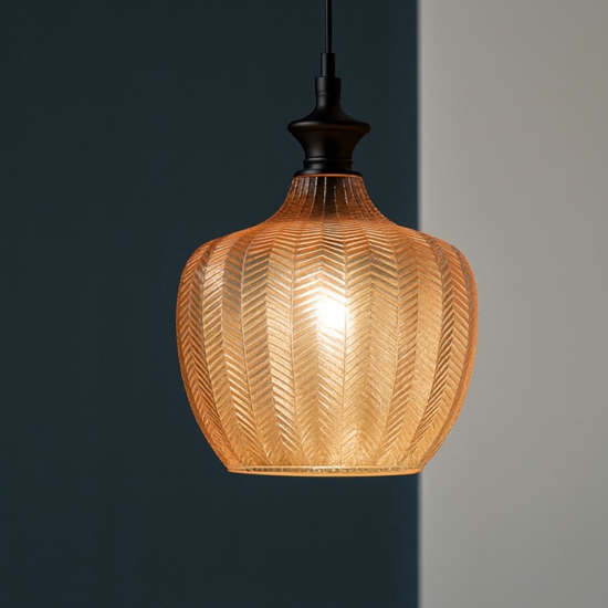 Lord sp1 ideal lux lampada a sospensione vetro ambra