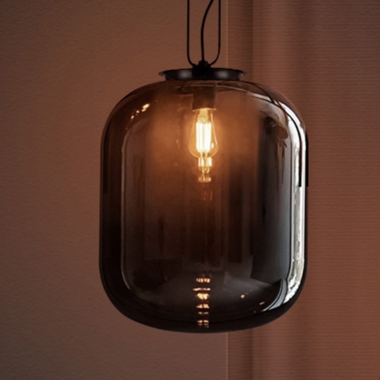 Lampada sospensione vetro grigio fume trasparente
