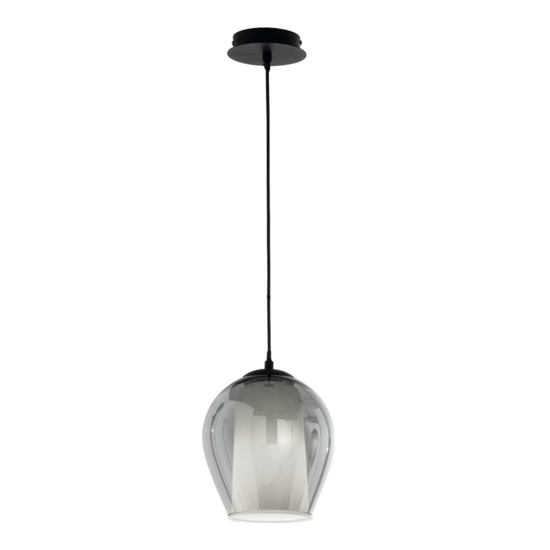 Lampada a sospensione so bonnie1 vetro fume base nero ondaluce