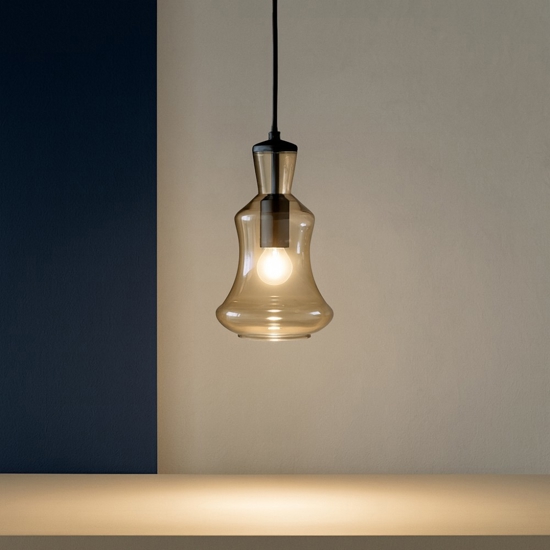 Ondaluce so pin a lampada a sospensione camera da letto vetro ambra
