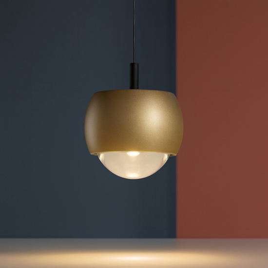 Lampada sfera oro design moderna a sospensione led 12w 3000k Lampada sfera oro design moderna a sospensione led 12w 3000k
