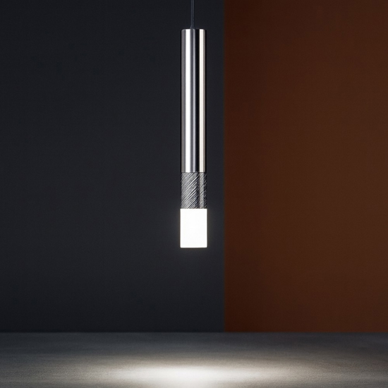 Lampada a sospensione cromata h25 cm led 2w 3000k linea light puccini ca107dchwdi