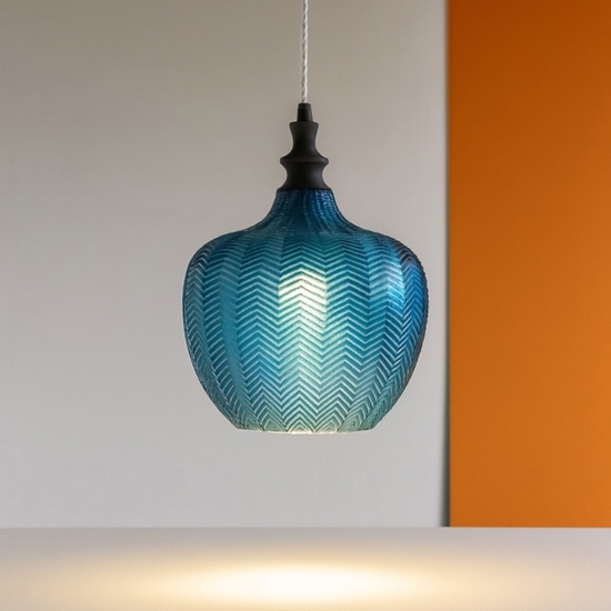 Gea luce cleofe lampada a sospensione colore blu