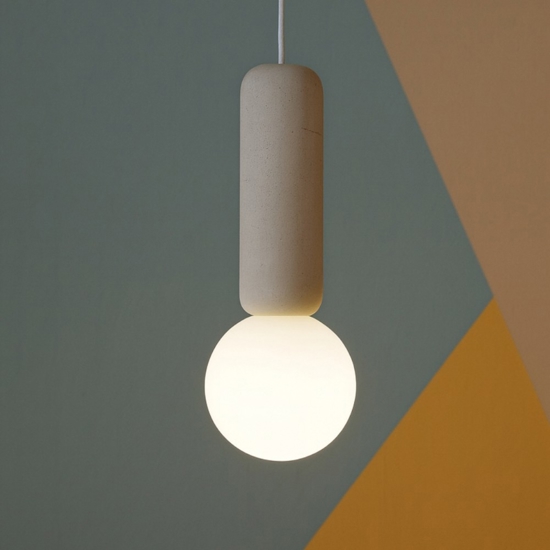 Lampada a sospensione per isola cemento ondaluce rock vetro bianco Lampada a sospensione per isola cemento ondaluce rock vetro bianco
