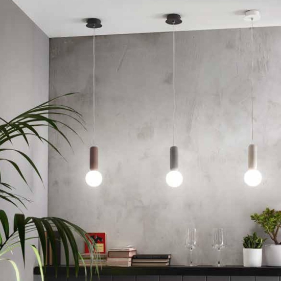 Lampada a sospensione per isola cemento ondaluce rock vetro bianco Lampada a sospensione per isola cemento ondaluce rock vetro bianco