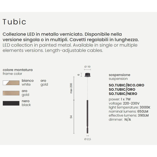 Ondaluce so tubic lampada a sospensione oro per isola led