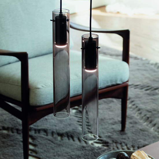 Lampada a sospensione per isola cucina flam sp vetro fume' led Lampada a sospensione per isola cucina flam sp vetro fume' led