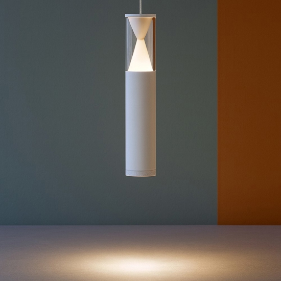 Lampada sospensione bianca pendente cilindro design per penisola cucina Lampada sospensione bianca pendente cilindro design per penisola cucina