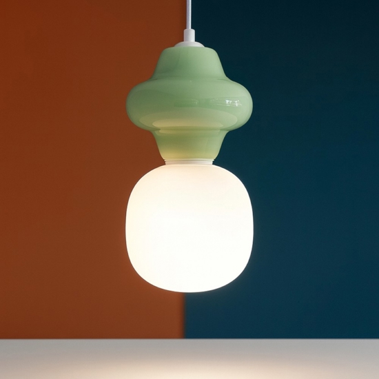 Lampada a sospensione di ceramica verde pastello moderna