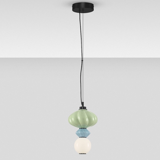 Lampada a sospensione per soggiorno colorato led 3000k vetro verde e blu