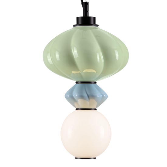 Lampada a sospensione per soggiorno colorato led 3000k vetro verde e blu