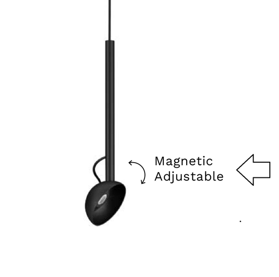 Lampada a sospensione per comodino nera parabola magnetica orientabile