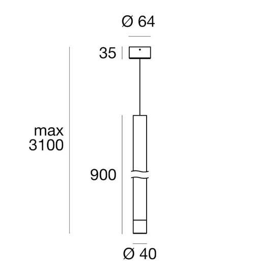 Puccini linea light lampada a sospensione bianco led 3000k 90cm