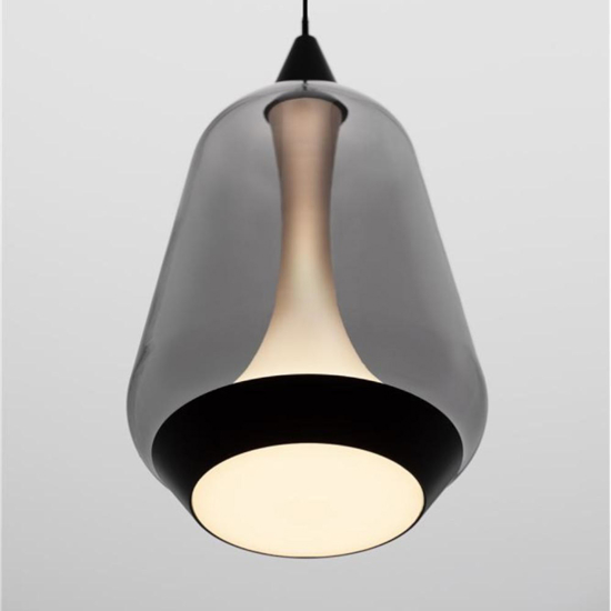 Lampada a sospensione per comodino vetro fume led 3000k