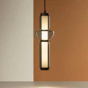 Lampada a sospensione per comodino in vetro fume' led 3000k dimmerabile