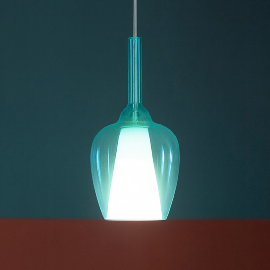 Gea luce ofelia lampada a sospensione in vetro blu