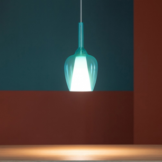 Gea luce ofelia lampada a sospensione in vetro blu