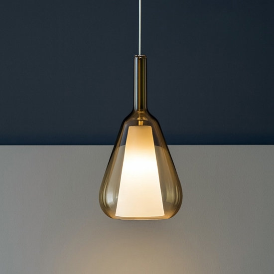 Gea luce ofelia lampada a sospensione portalampada vetro ambra fume' Gea luce ofelia lampada a sospensione portalampada vetro ambra fume'