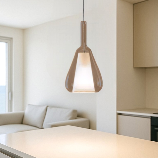 Gea luce ofelia lampada a sospensione portalampada vetro ambra fume' Gea luce ofelia lampada a sospensione portalampada vetro ambra fume'