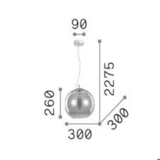 Nemo sp1 ideal lux lampada moderna a sospensione sfera vetro effetto specchio rame
