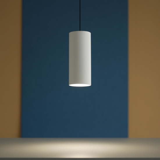 Lampada a sospensione per isola cucina cilindro metallo bianco top light