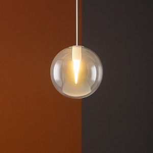 Lampada a sospensione toplight sfera vetro ambra