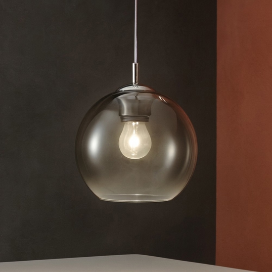 Nemo sp1 d20 lampada a sospensione per isola cucina sfera vetro cromo sfumato ideal lux