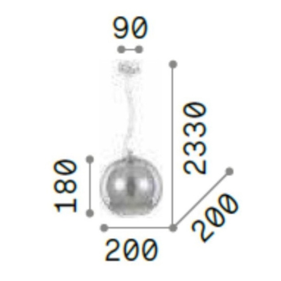 Nemo sp1 d20 lampada a sospensione per isola cucina sfera vetro cromo sfumato ideal lux
