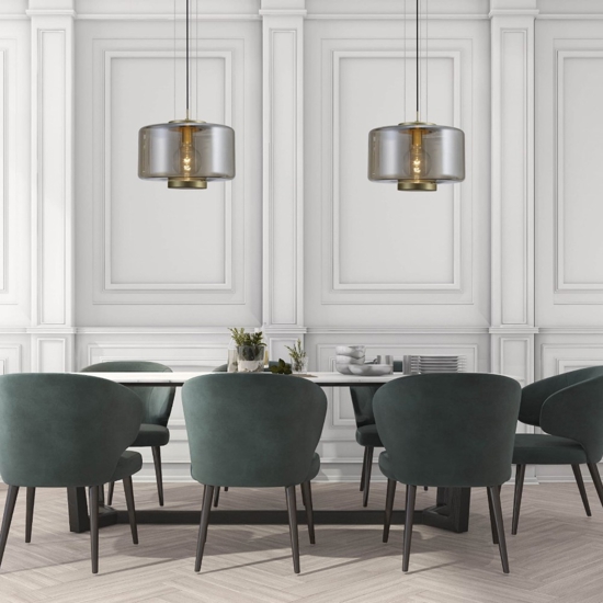Lampada a sospensione moderna per soggiorno vetro bronzo