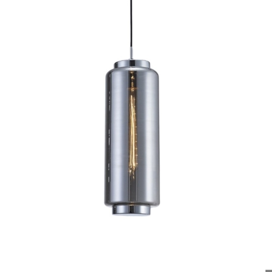 Lampada a sospensione per cucina cilindro vetro cromo grafite