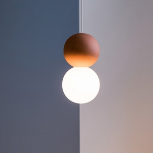 Visualizza i dettagli per Lampada a sospensione sfera cemento rosso gea luce moderna Lampada a sospensione sfera cemento rosso gea luce moderna