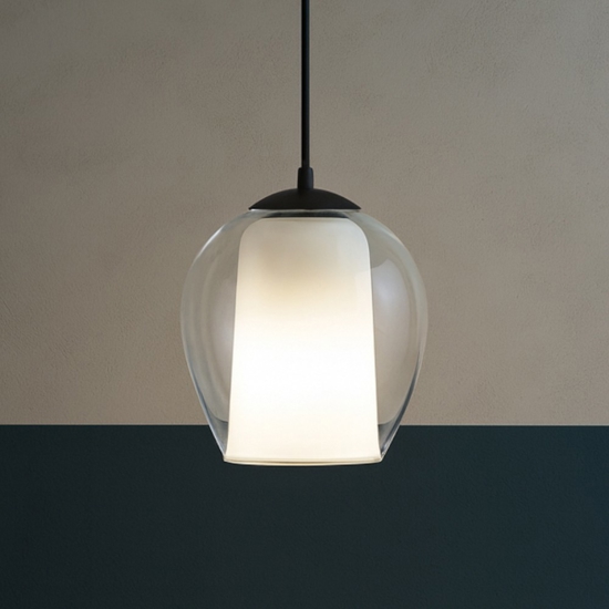 Ondaluce bonnie so 1 lampada sospensione vetro trasparente base nero Ondaluce bonnie so 1 lampada sospensione vetro trasparente base nero