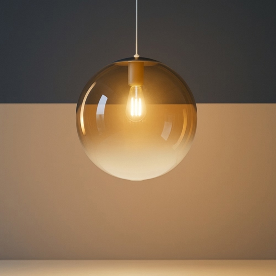 Lampada a sospensione toplight sfera di vetro ambra Lampada a sospensione toplight sfera di vetro ambra