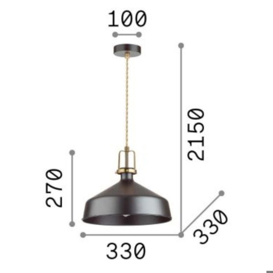 Ideal lux eris-2 sp1 lampadario da cucina nero opaco vintage