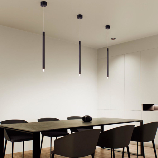 Lampada a sospensione pendente nera cilindro design per isola cucina Lampada a sospensione pendente nera cilindro design per isola cucina