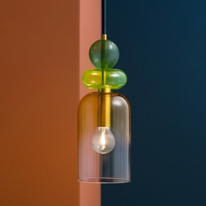 Lampada a sospensione oro vetro colorato