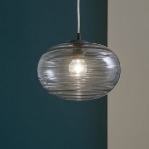 Lampada a sospensione vetro sfera trasparente grigio